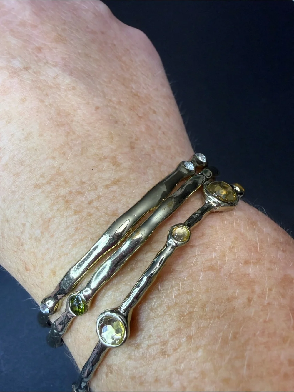 Gold and Stone Bangle Set